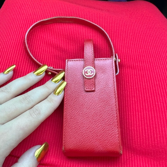 CHANEL Accessories - Chanel Vintage leather cc phone holder. Pouch. Purse